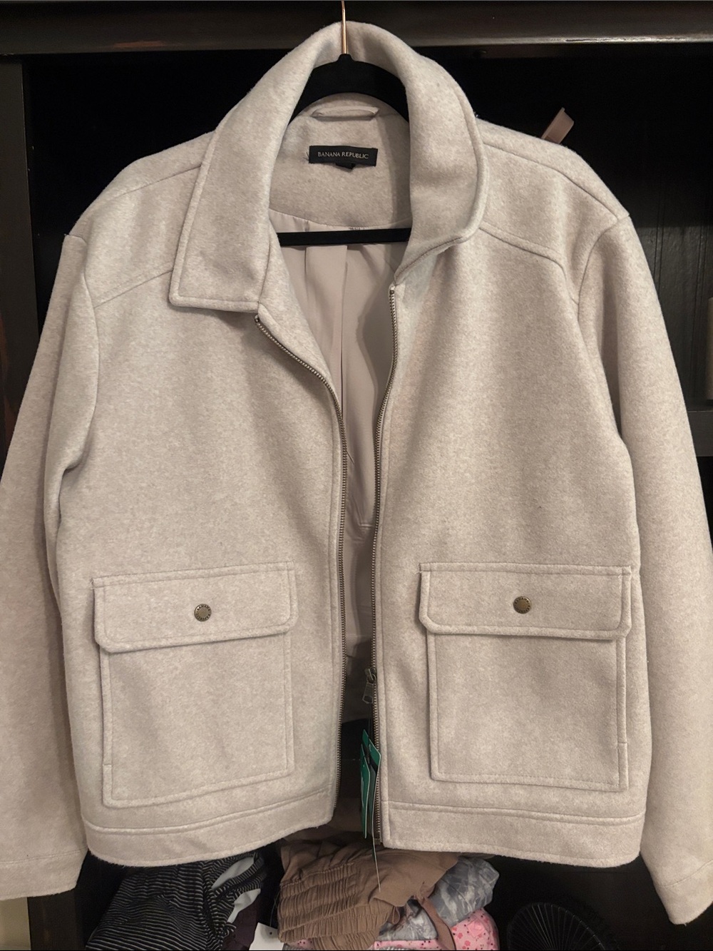 Banana Republic Women Light Beige Shirt Jacket with Front Pockets